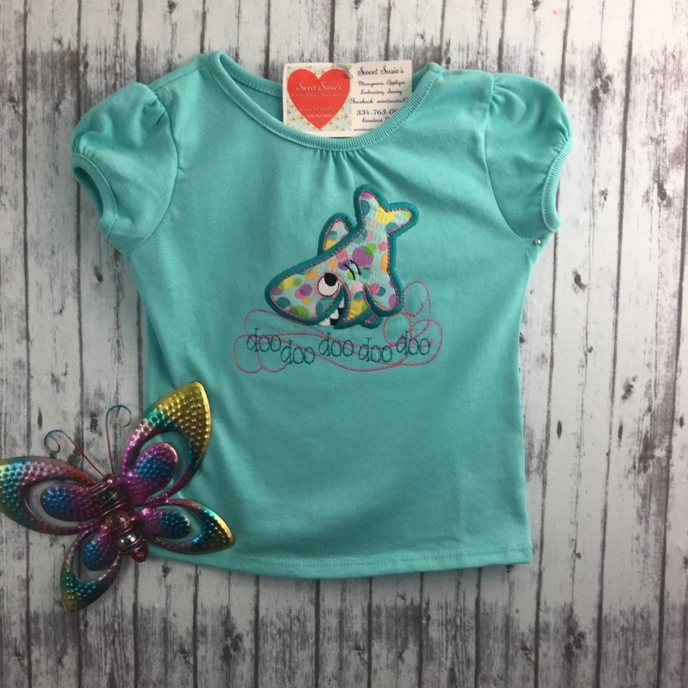 Girls Aqua Baby Shark T-shirt